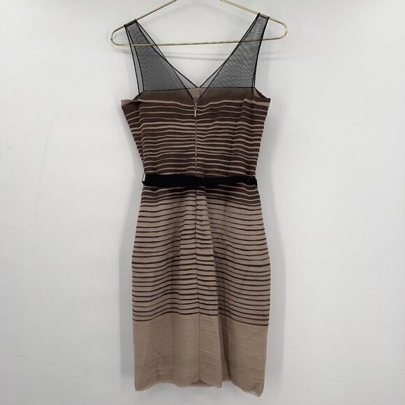BCBGMAXAZRIA Christi Cocoacombo Striped Sheath Bodycon Silk Dress Women's 4 - Picture 2 of 9